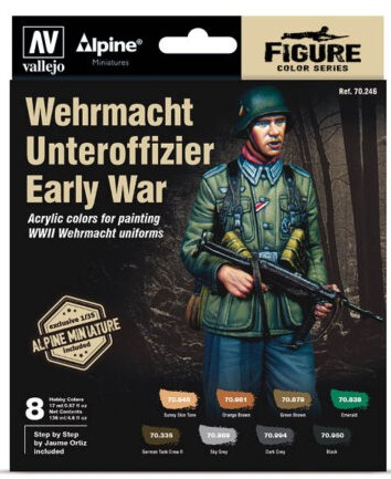 VALLEJO 70246 Figure Color Series 8 farb + figurka - Wehrmacht Unteroffizier Early War