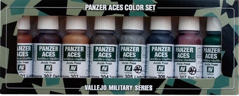 VALLEJO 70122 Zestaw Panzer Aces 8 farb - Rust, Tracks, Rubber