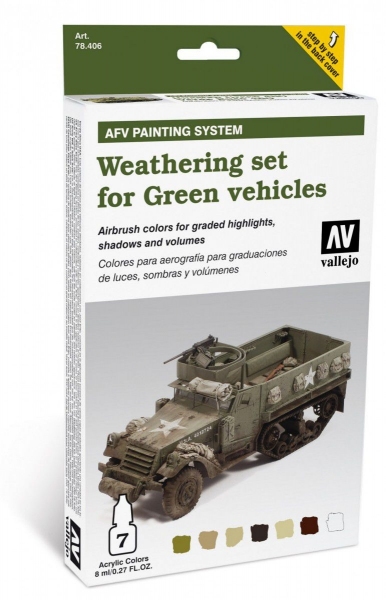 Vallejo 78406 AFV Weathering System: Weathering for Green vehicles