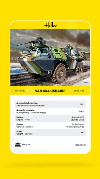 HELLER 81130 Pojazd opancerzony VAB 4x4 Ukraine - 1:35