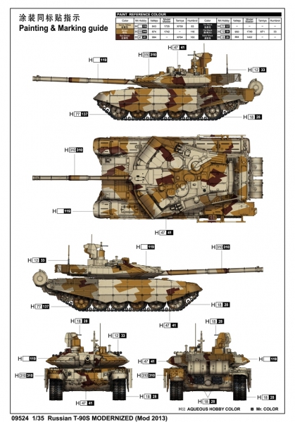 TRUMPETER 09524 Russian T-90S modernised (Mod. 2013) - 1:35