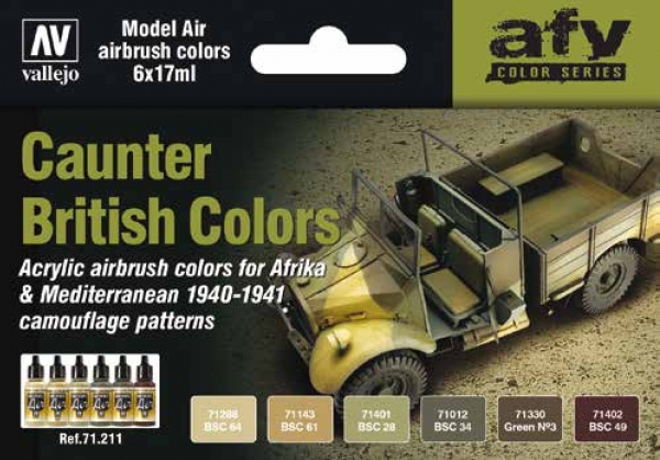 VALLEJO 71211 Model Air Zestaw 6 farb - British Caunter Colors
