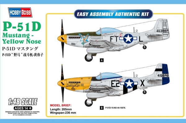 HOBBY BOSS 85808 P-51D Mustang - Yellow Nose 1:48