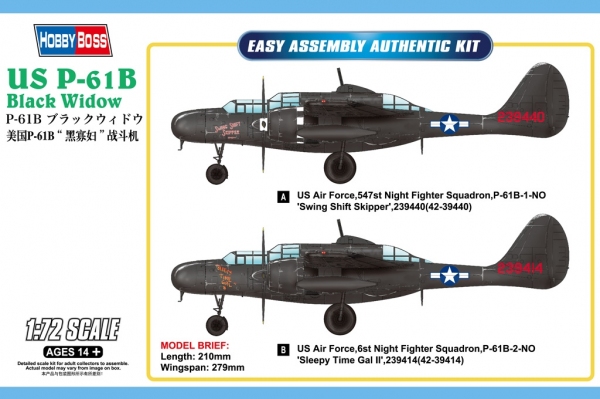 HOBBY BOSS 87262 US P-61B Black Widow - 1:72