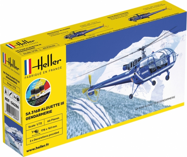 HELLER 56286 Starter Set - SA Alouette III Gendarmerie - 1:72