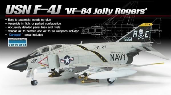ACADEMY 12529 USN F-4J VF-84 Jolly Rogers 1:72